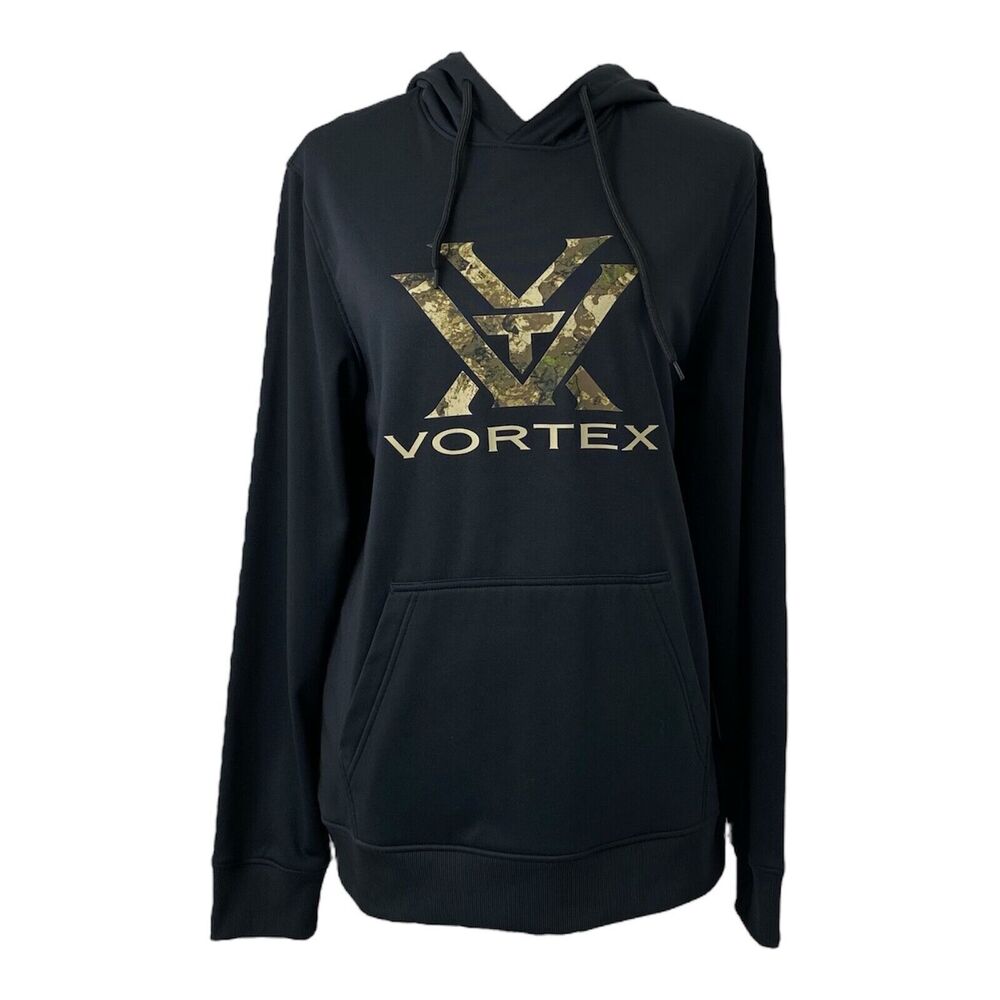 Womens Medium Hoodie Vortex Black and Camo Logo Long Sleeve Pocket